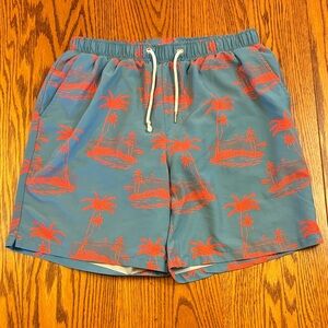 Mosmann Wear/Under Australia Men’s Blue Swim Trunks with Red Palm Trees Sz Large